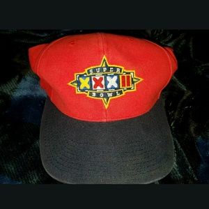 Vtg 98 super bowl leather strap back hat